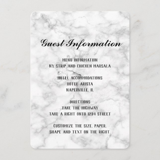 Tarjeta de información de detalles del Boda de már (Anverso)