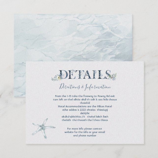 Tarjeta de información de detalles del Boda oceáni (Anverso / Reverso)