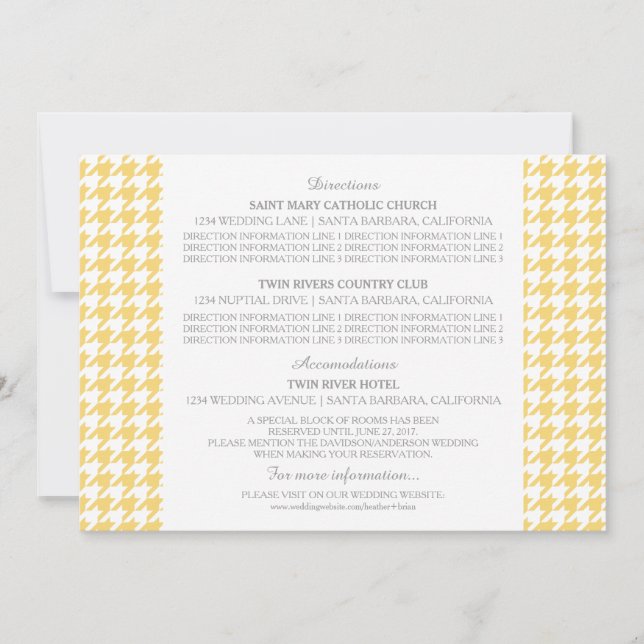 Tarjeta de información de Houndstooth Amarillo (Anverso)