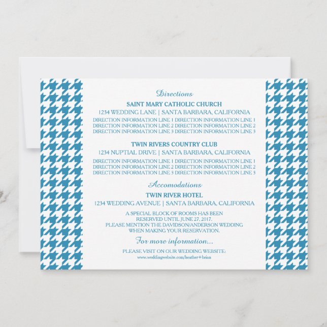 Tarjeta de información de Houndstooth Azul (Anverso)