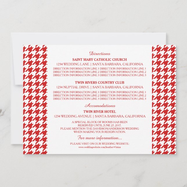 Tarjeta de información de Houndstooth Rojo (Anverso)