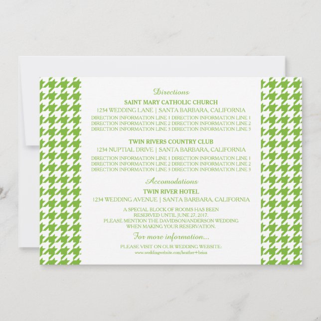 Tarjeta de información de Houndstooth Verde (Anverso)