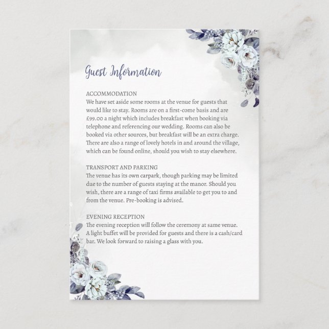 Tarjeta de información de invitado Geometric Blue  (Anverso)