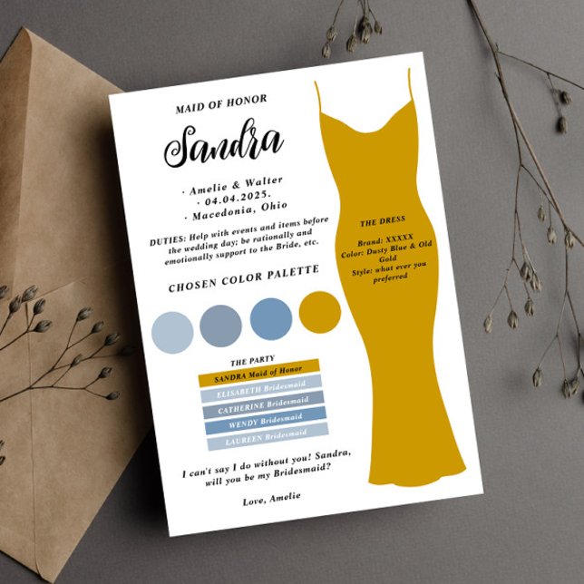 Tarjeta de información de la dama de honor Tarjeta (Subido por el creador)