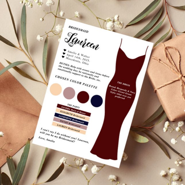 Tarjeta de información de la dama de honor Tarjeta (Subido por el creador)