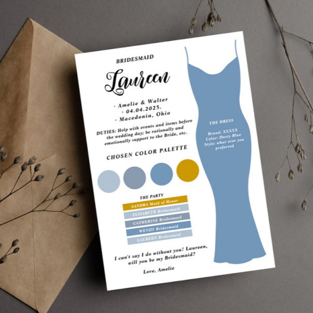 Tarjeta de información de la dama de honor Tarjeta (Subido por el creador)