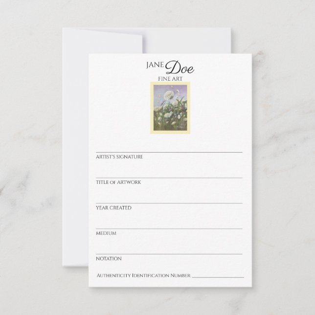 Tarjeta de información de la obra de arte (Anverso)