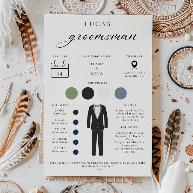 Tarjeta de información de los Groomsmen minimalist (Subido por el creador)