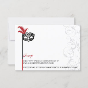 Tarjeta de información de máscara elegante roja y