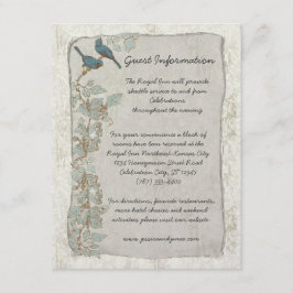 Tarjeta de información de matrimonio de aves Verde