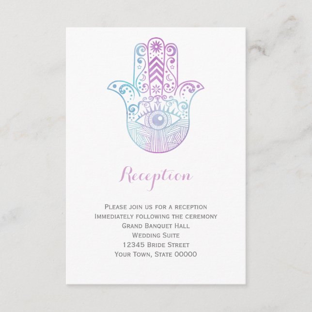 Tarjeta de información de recepción de boda azul p (Anverso)