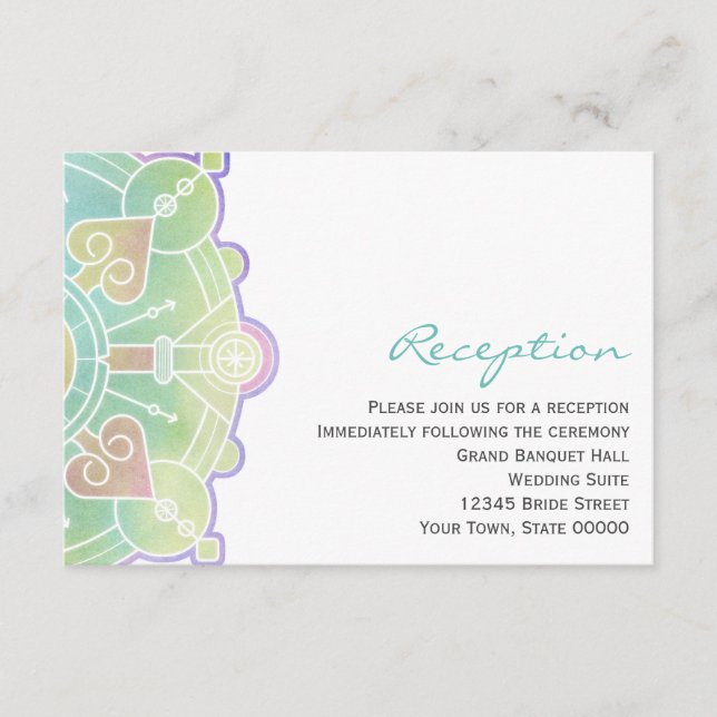 Tarjeta de información de recepción de boda con ma (Anverso)