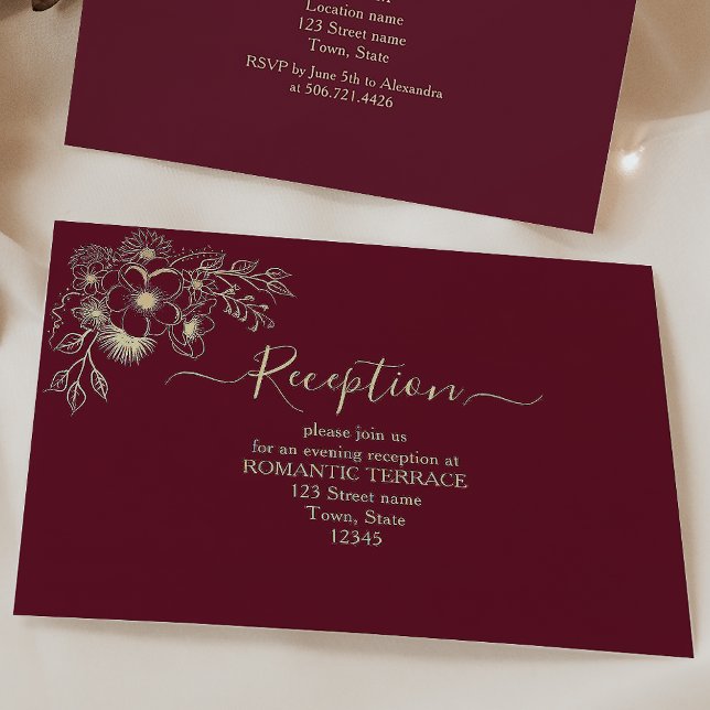 Tarjeta de información de recepción de boda de oro (Subido por el creador)