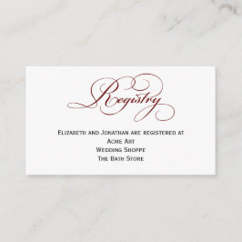 Tarjeta de información de registro de Boda de guio