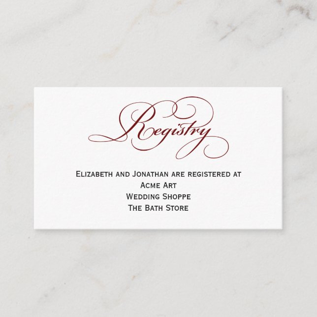 Tarjeta de información de registro de Boda de guio (Anverso)