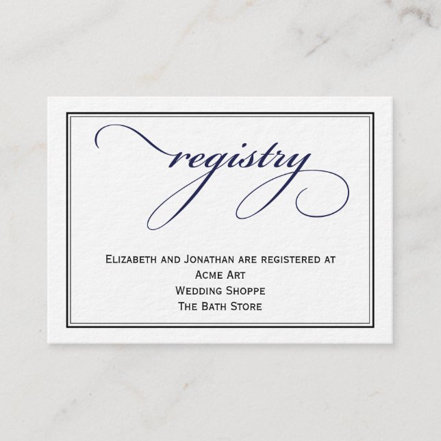 Tarjeta de información de registro de Boda de guio (Anverso)