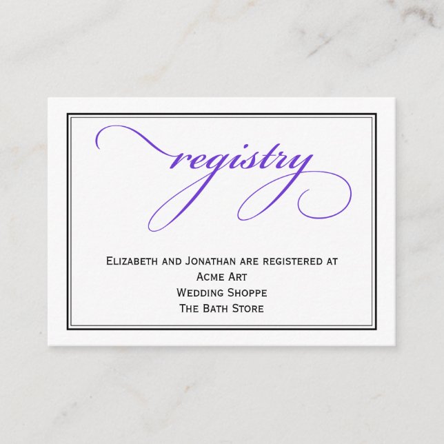 Tarjeta de información de registro de Boda de scri (Anverso)