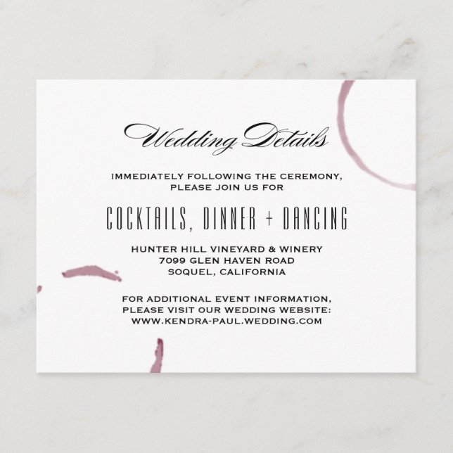 Tarjeta de información de viñedos Wine Stains (Anverso)