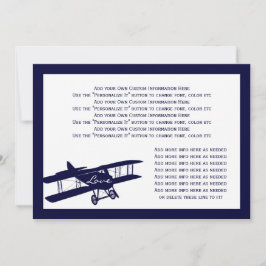 Tarjeta de información del Boda azul del aviador d
