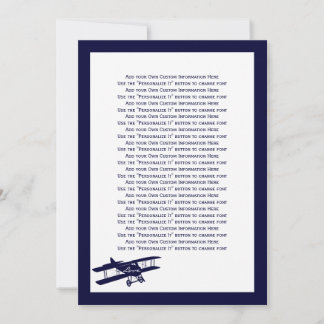 Tarjeta de información del Boda azul del aviador d