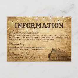 Tarjeta de información del Boda de Barn