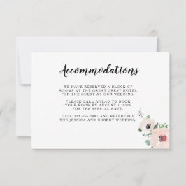 Tarjeta de información del Boda de las flores rosa