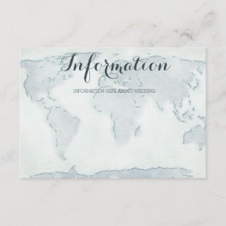 Tarjeta de información del boda de mapa de acuarel