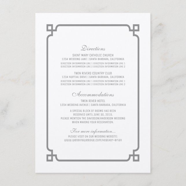 Tarjeta de información del Boda de Moda de deco gr (Anverso)