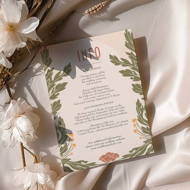 Tarjeta de información del Boda floral de cosecha  (Subido por el creador)