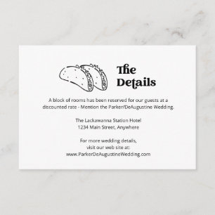Tarjeta de información del Boda Taco