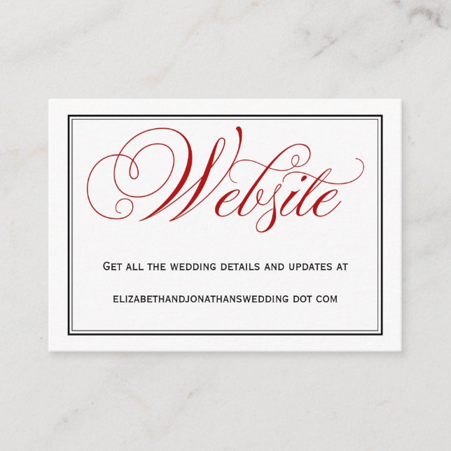 Tarjeta de información del sitio web del Boda de c (Anverso)