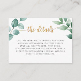 Tarjeta de información detallada sobre el boda de