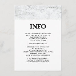 Tarjeta de información/detalles de boda de mármol
