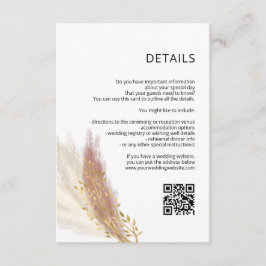 Tarjeta de información/detalles del boda Pampas Ro