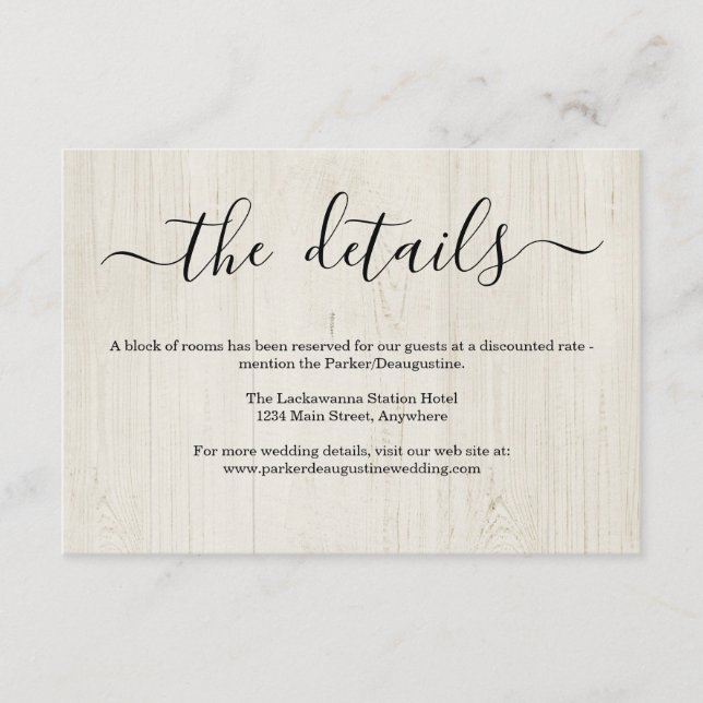 Tarjeta de información / detalles - Madera Rusa (Anverso)