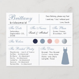 Tarjeta de información Dusty Blue Silver para la d