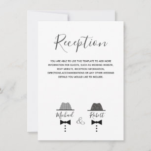 Tarjeta de información en blanco y negro para boda