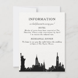 tarjeta de información en negro y blanco de NYC