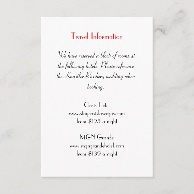 Tarjeta de información extra del Boda de Love Stru (Anverso)