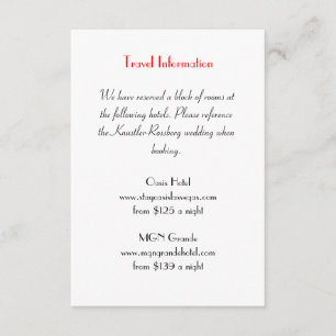 Tarjeta de información extra del Boda de Love Stru