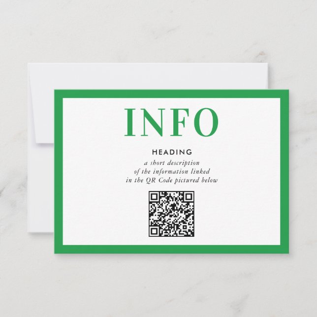 TARJETA DE INFORMACIÓN INSERT moderna código QR ve (Anverso)