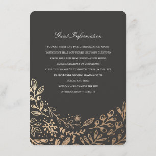 Tarjeta de información/instrucciones de las flores