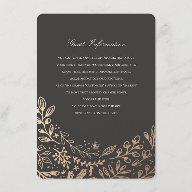 Tarjeta de información/instrucciones de las flores (Anverso)