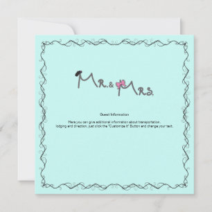Tarjeta de información Mint de Mr. y Mrs. Boda