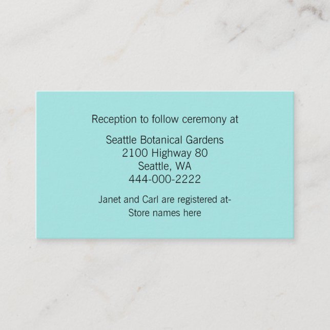 Tarjeta de información moderna sobre el Boda de Aq (Anverso)