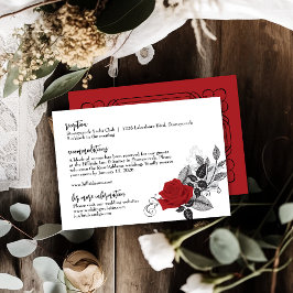 Tarjeta de información para Bodas de rosas rojas r
