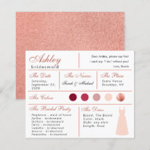 Tarjeta de información para dama de honor Rosa Dor