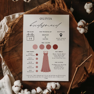 Tarjeta de Información para Damas de Honor Elegant
