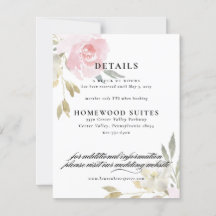 Tarjeta de información para invitados de boda flor