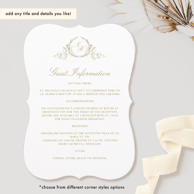 Tarjeta de información para invitados Elegante Mon (Subido por el creador)